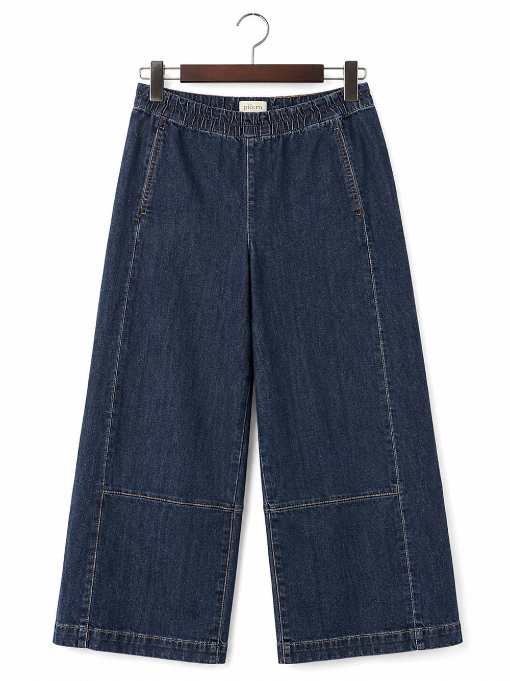 Pilcro Dark Indigo Wide Leg Denim with Elastic Waist
